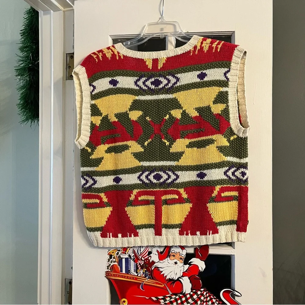 Vintage Cambridge Dry Goods Funky Colorful Southwest Sweater Vest Size Large 💛 - Picture 2 of 3